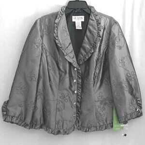 JR Nites Carol Lin Silver Evening Jacket Size 14-16 NWT